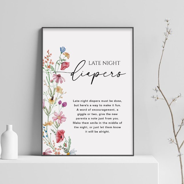 Wildblommor Sate Night Diaper Sign Poster (Skapare uppladdad)