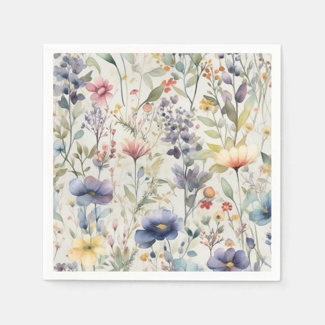 Wildblommor Skriv ut Napkins Pappersservett (Framsidan)