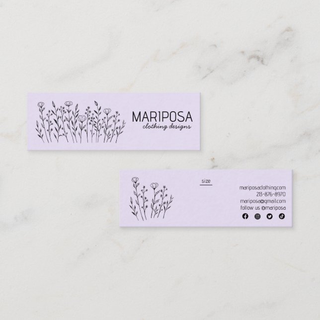 Wildblommor Social Icons Clothing Anpassningsbar S Mini Visitkort (Fram/baksida)