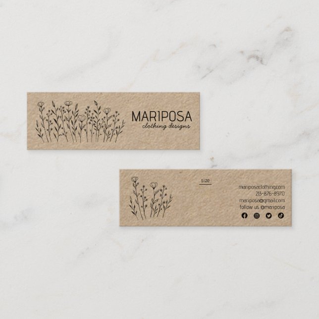 Wildblommor Social Icons KRAFT Anpassningsbar Stor Mini Visitkort (Fram/baksida)