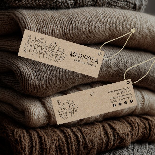 Wildblommor Social Icons KRAFT Anpassningsbar Stor Mini Visitkort (Wildflowers Social Icons KRAFT Custom Size Hang Tag
)