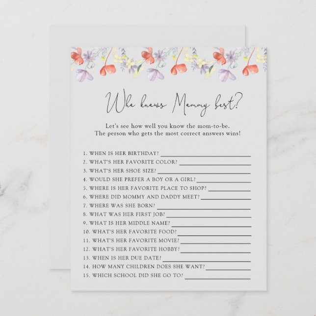 Wildblommor som bäst känner MAMMA (Fram/baksida)