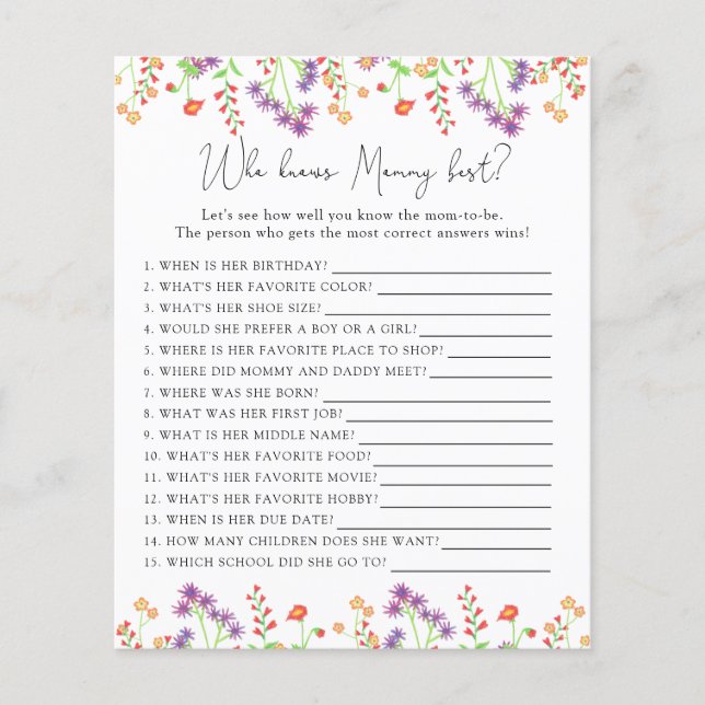 Wildblommor som bäst känner MAMMA (Framsida)