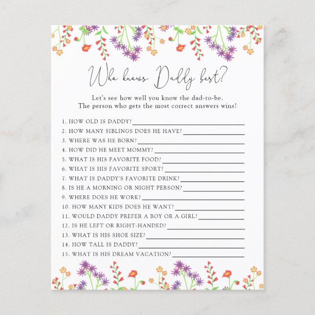 Wildblommor som känner DADDY bäst (Framsida)