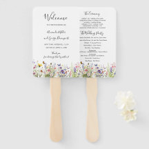 Wildblommor sommar bröllopsprogram fläkt
