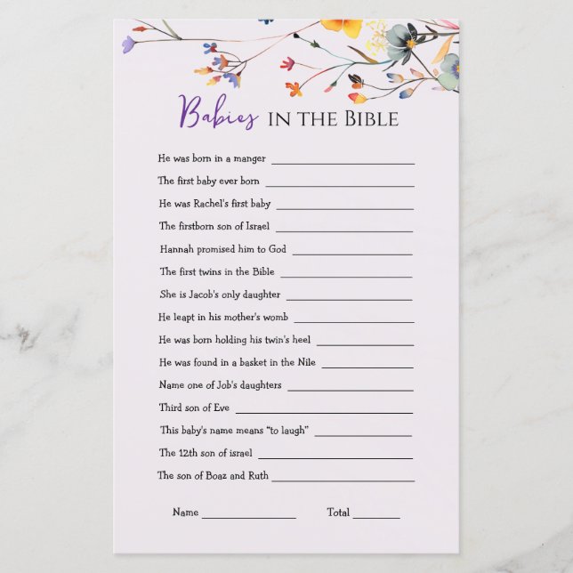 Wildblommor Spädbarn i Bibelbabyvilan (Framsida)