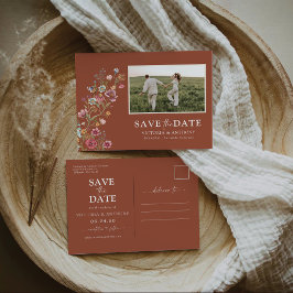 Wildblommor sparar datumet med fotovykort vykort