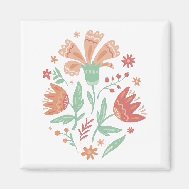 Wildblommor Square Sticker Magnet (Framsidan)