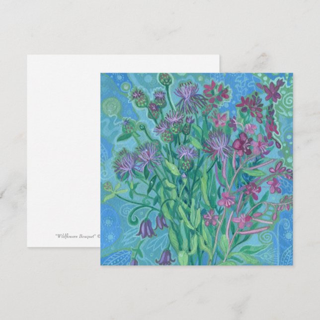 Wildblommor Summer Flowers Bouquet Blommigt Painti (Fram/baksida)