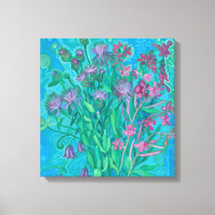 Wildblommor Summer Flowers Bouquet Blommigt Painti Canvastryck