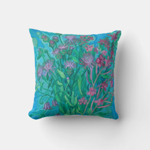 Wildblommor Summer Flowers Bouquet Blommigt Painti Kudde