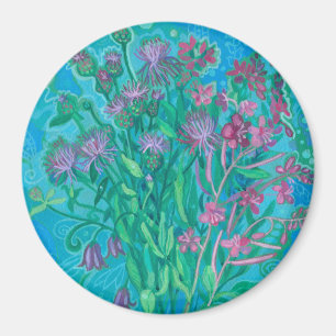 Wildblommor Summer Flowers Bouquet Blommigt Painti Magnet
