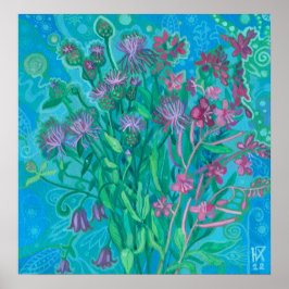 Wildblommor Summer Flowers Bouquet Blommigt Painti Poster