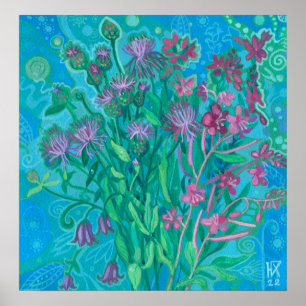 Wildblommor Summer Flowers Bouquet Blommigt Painti Poster