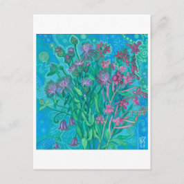 Wildblommor Summer Flowers Bouquet Blommigt Painti Vykort