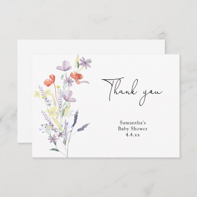 Wildblommor tack för att du skötte barn (Fram/baksida)