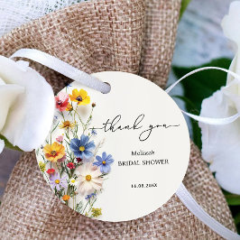 Wildblommor Tack Möhippa Gåvor Etiketter