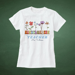 Wildblommor Teach Kärlek Grow Kindergarten Teacher T Shirt