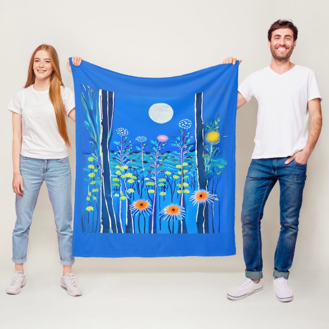 Wildblommor under en hel måne fleecefilt (På plats)
