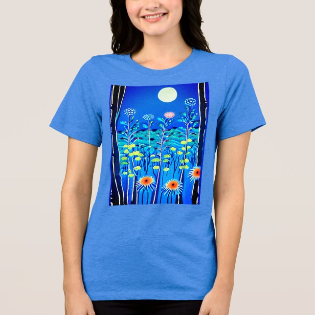 Wildblommor under en hel måne t shirt (Framsida)