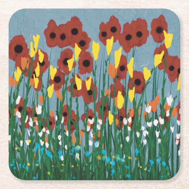 Wildblommor Underlägg Papper Kvadrat (Framsidan)