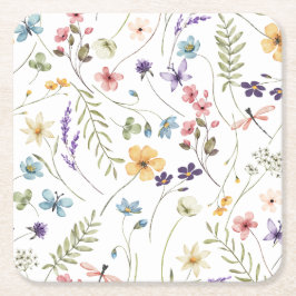 Wildblommor Underlägg Papper Kvadrat