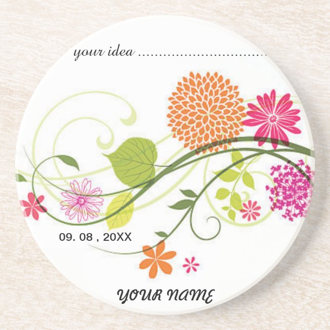 Wildblommor Underlägg set, Intricate Botanical Des (Framsidan)