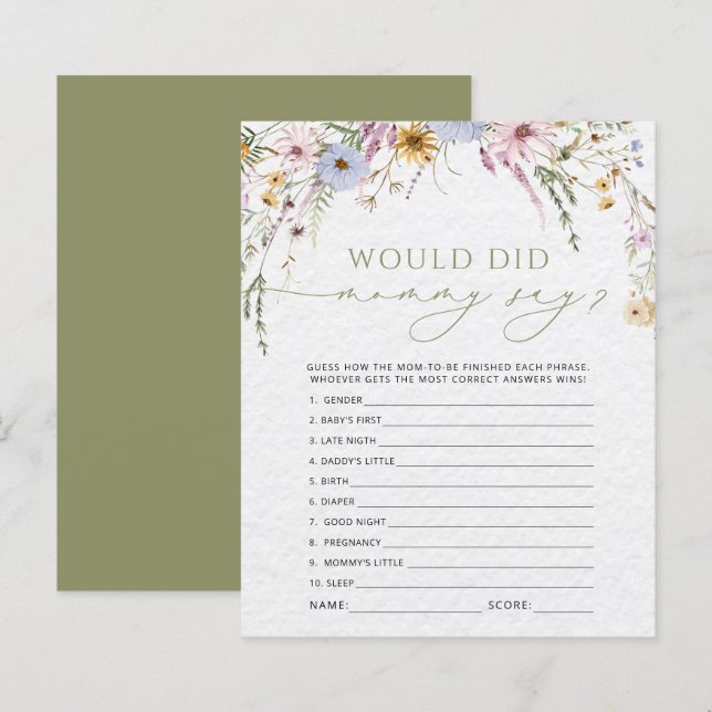 Wildblommor Vad sa Mamman babystöld? (Fram/baksida)