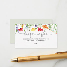 Wildblommor Vår Baby Shower Diaper Raffle Cards Tilläggskort
