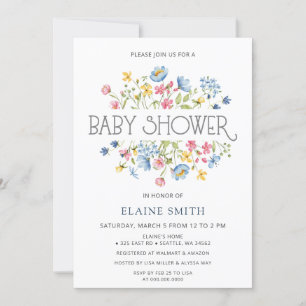 Wildblommor Vår Blommar Blommigt Baby Shower Inbjudningar