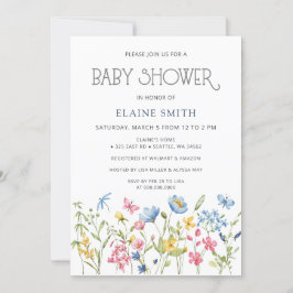 Wildblommor Vår Blommar Blommigt Baby Shower Inbjudningar