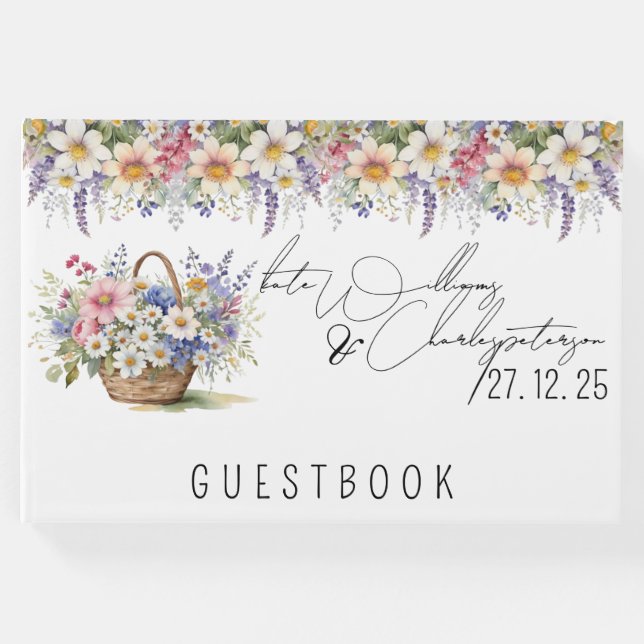 Wildblommor Vår sommar Fall Wedding Gästböcker (Framsida)