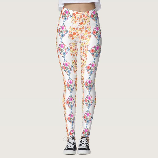 Wildblommor, vattenfärg leggings (Framsida)