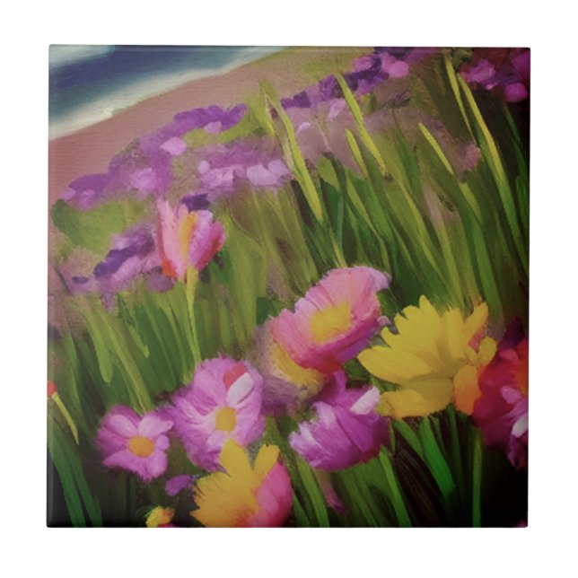 Wildblommor vid Dusk Kakelplatta (Framsidan)