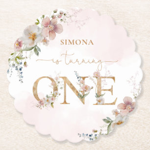 Wildblommor Vild En  rosa-flickfödelsedag Underlägg Papper