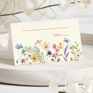 Wildblommor Vild Flowers Blommigt Bröllop Placeringskort