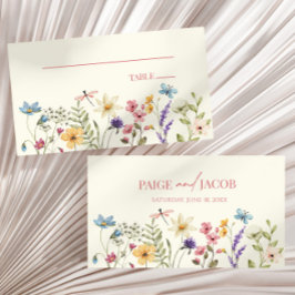 Wildblommor Vild Flowers Blommigt Bröllop Placeringskort