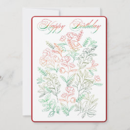 Wildblommor W Grattis på födelsedagen Card Inbjudningar