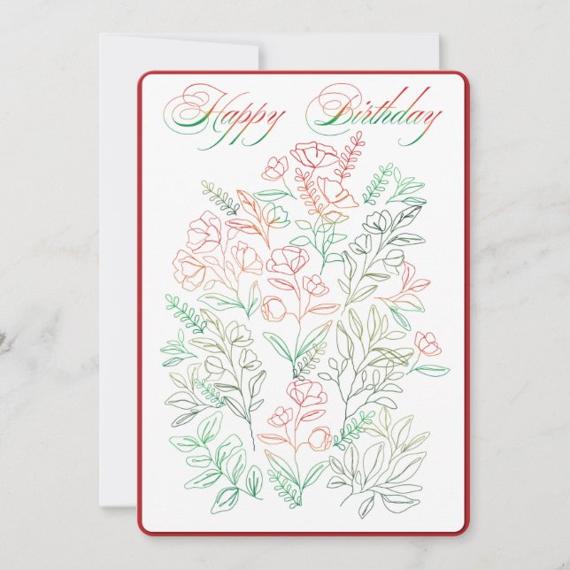 Wildblommor W Grattis på födelsedagen Card Inbjudningar (Framsida)