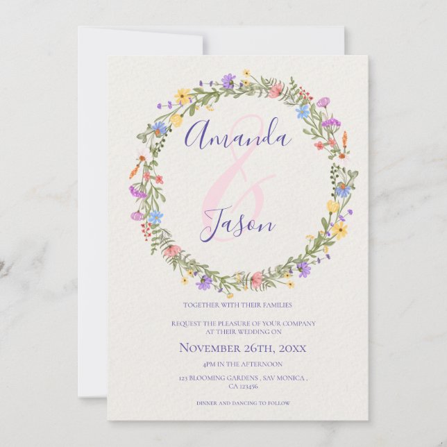 Wildblommor WandeSöt Gult Lila Bröllop (Framsida)