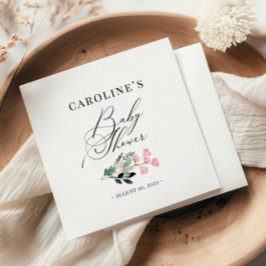Wildblommor Watercolor Baby Shower Napkins Pappersservett