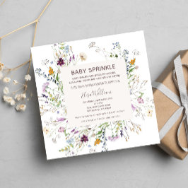 Wildblommor Watercolor Baby Sprinkle Inbjudningar