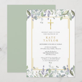 Wildblommor Watercolor Blommigt Baptism Christenin Inbjudningar