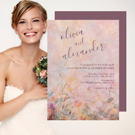 Wildblommor Watercolor Blommigt Bröllop Inbjudningar