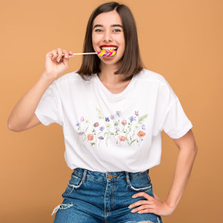 Wildblommor Watercolor, botaniska blommor, natur T Shirt