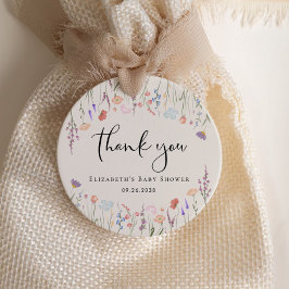 Wildblommor Watercolor Cream Baby Shower Tack Gåvor Etiketter