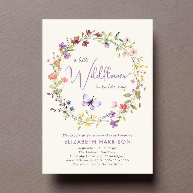Wildblommor Watercolor Cream Flicka Shower Inbjudningar (Skapare uppladdad)