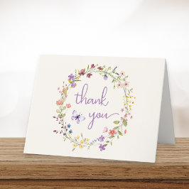 Wildblommor Watercolor Cream Flicka Shower Tack Kort