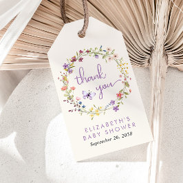 Wildblommor Watercolor Flicka Shower Tack Presentetikett