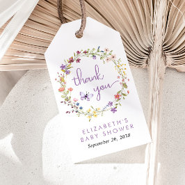 Wildblommor Watercolor Flicka Shower Tack Presentetikett